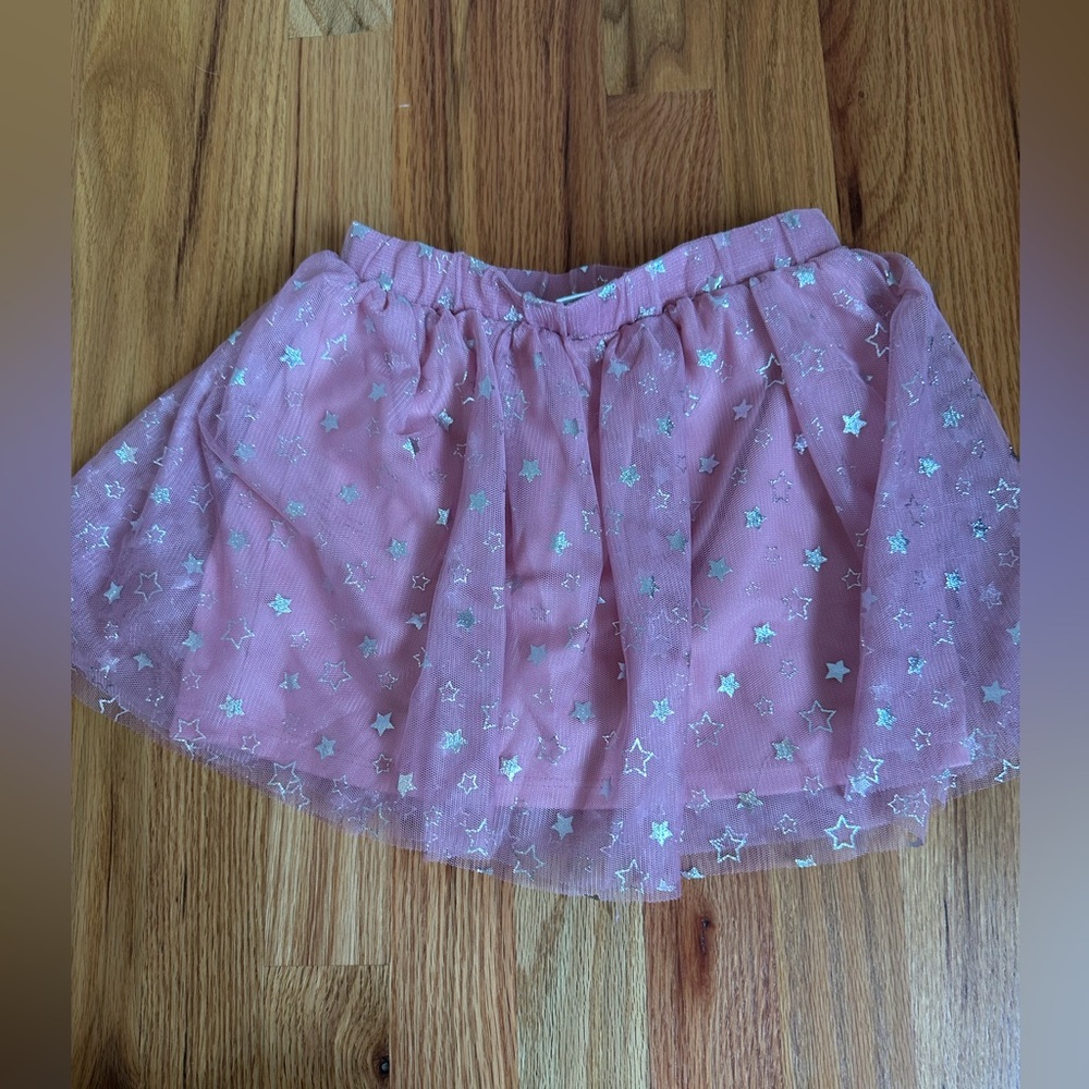 Pink Tulle Skirt with Silver Stars
